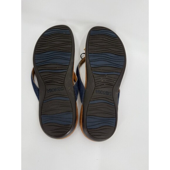 Vionic Orthaheel Bella II Blue Denim Flip Flop Sandals Thong Bow  Size 10.5 - Picture 3 of 7